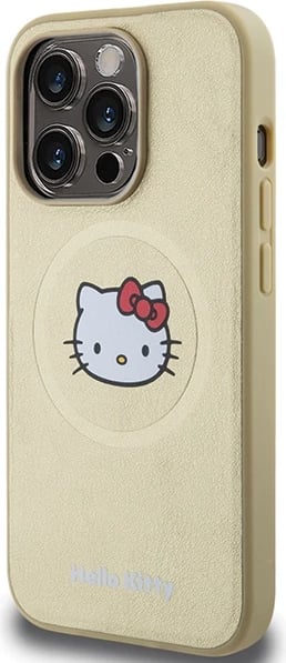 Mbështjellës Hello Kitty Leather Kitty Head MagSafe për iPhone 13 Pro Max, ari