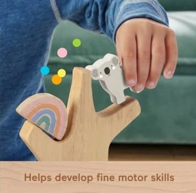 Lodër druri Fisher Price HXT87, pemë balancuese me 9 blloqe, për fëmijë, shumëngjyrëshe