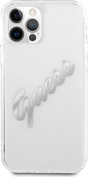 Mbështjellës Guess GUHCP12LKTRSVSI për iPhone 12 Pro Max 6.7", transparent, argjendtë