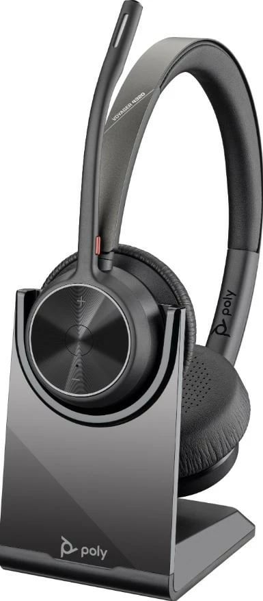 Kufje pa tela POLY Voyager 4320 USB-C/BT700 me bazë karikimi, e zezë