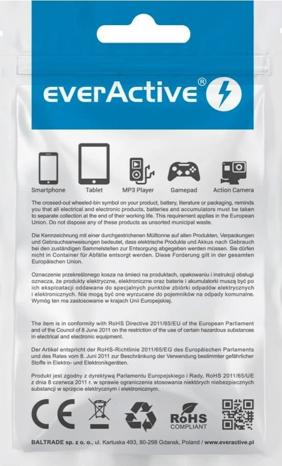 Kabllo USB Lightning everActive CBS-1IW, 1m, e bardhë