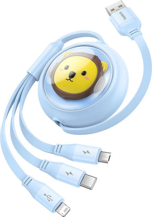 Kabllo karikimi 3-në-1 Baseus, USB në USB-C, micro USB, Lightning, 1.1m, kaltër