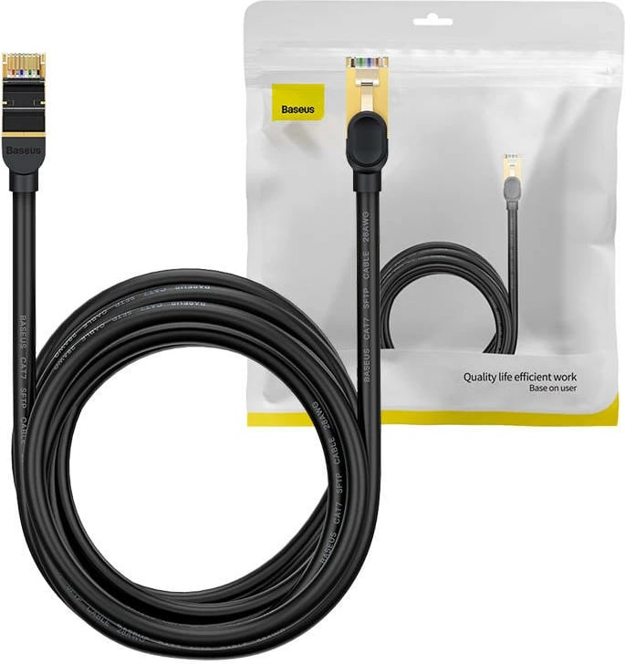 Kabllo rrjeti Baseus, RJ45 në RJ45, 8m, 10Gbps, e zezë