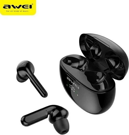 Kufje wireless AWEI T15P, Bluetooth 5.0, me mikrofon, të zeza, me kuti karikimi