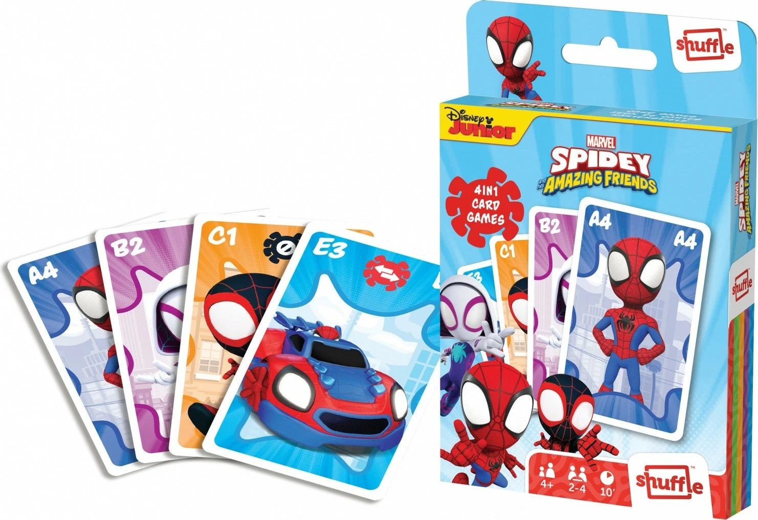 Lojë letra Shuffle Fun 4-in-1 Cartamundi Marvel Spidey and Amazing Friends, 33 letra