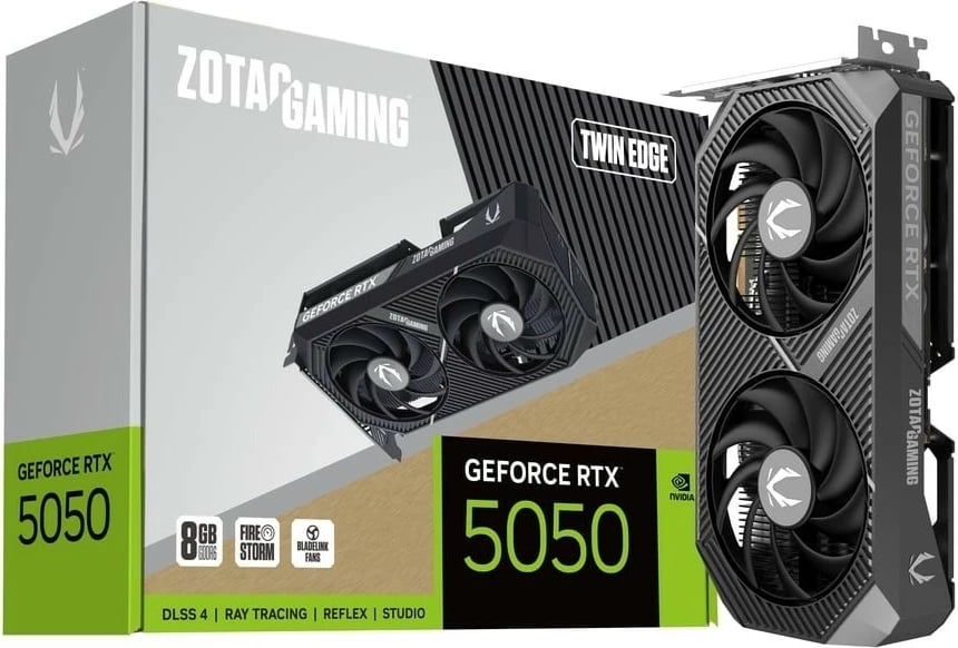 Kartë grafike, ZOTAC, GeForce RTX 5050 Twin Edge ZT-B50500E-10M, 8GB GDDR6 128-bit, 3x DisplayPort + HDMI, PCIe 5.0 x8