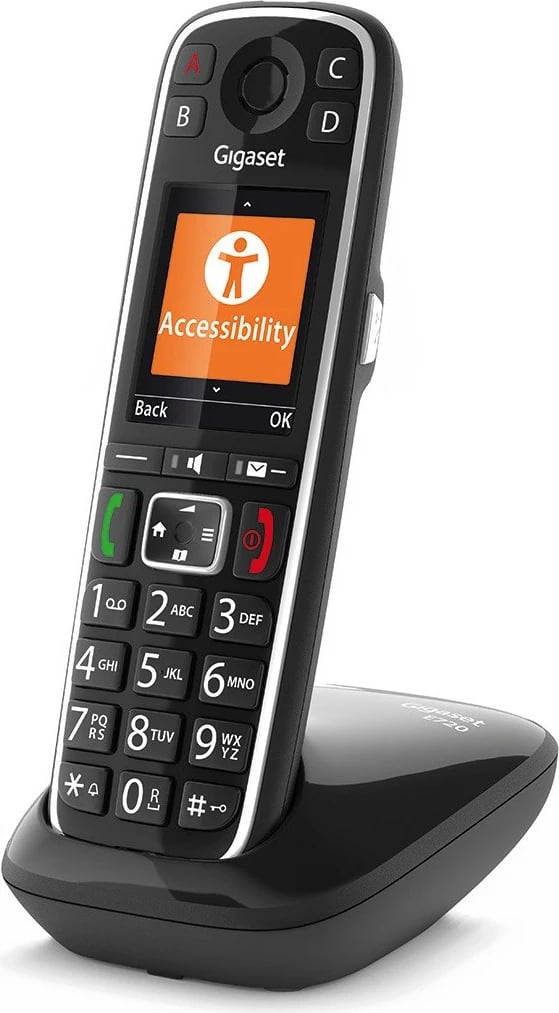 Telefon Gigaset E720, Analog/DECT, Pa tel, 200 kontakte, SMS, Caller ID, Ngjyrë e zezë