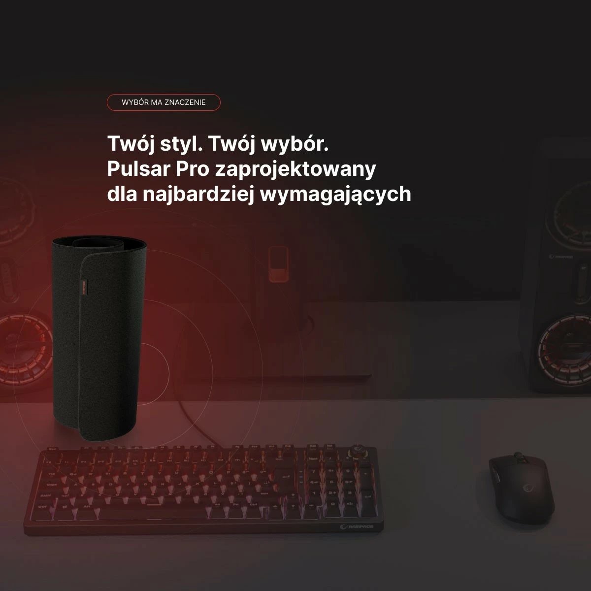 Mauspad Rampage Pulsar Pro L, 45x40cm, material jacquard, e zezë