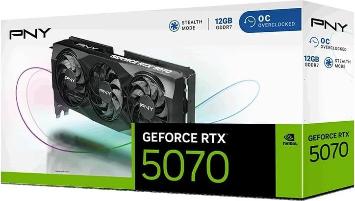 Kartelë grafike PNY GeForce RTX 5070 OC, 12 GB GDDR7, Zezë