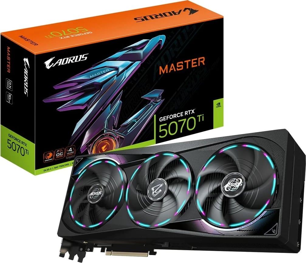 Kartelë grafike Gigabyte AORUS GeForce RTX 5070 Ti MASTER 16G, 16GB GDDR7, E zezë