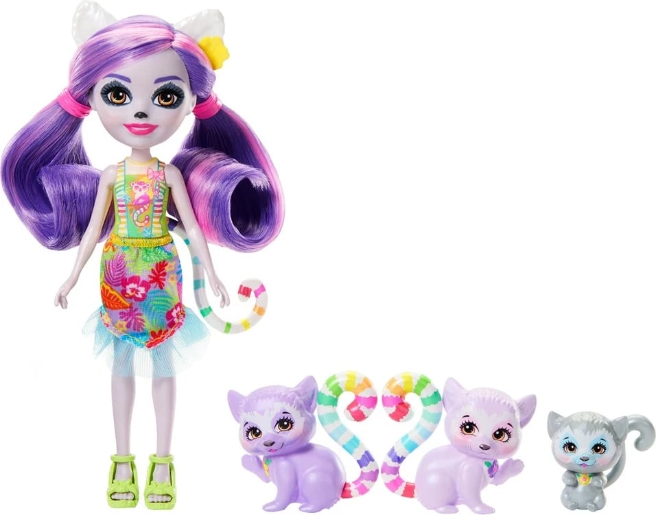 Lodra Enchantimals MATTEL Lorinda Lemur Family, Multikolor