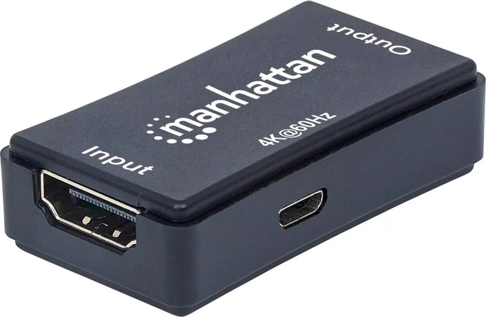 Ripitues HDMI Manhattan, 4K@60Hz, Aktiv, Zgjat Sinjalin HDMI deri në 40m, i Zi