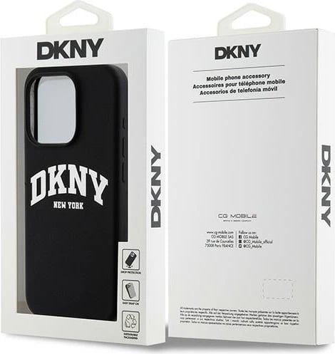 Mbështjellës DKNY Liquid Silicone me logo të bardhë, MagSafe, për iPhone 14 Pro, i zi