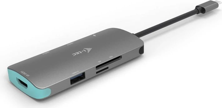 Stacion dokimi i-tec C31NANODOCKPD, HDMI 4K, 3x USB 3.0, USB-C Power Delivery, Lexues SD/microSD, Gri/Sea