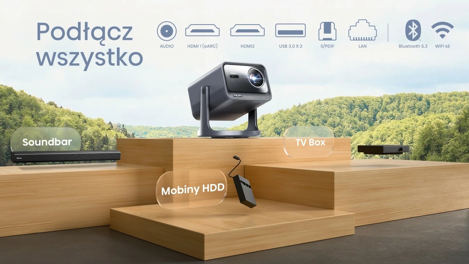 Projektor laser Hisense C2, 4K, 300", JBL Sound, WiFi, Bluetooth, Gri
