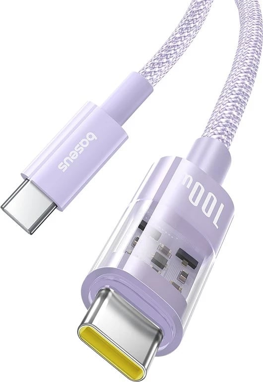 Kabllo Baseus Gem USB C në USB C, 1 m, 100 W, Vjollcë