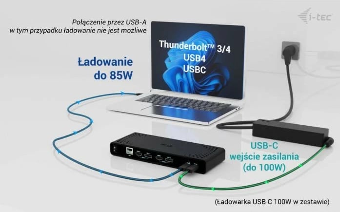 Kasë docking i-tec CADUA4KDOCKPDB, universal, 4K, Power Delivery 85W, e zezë
