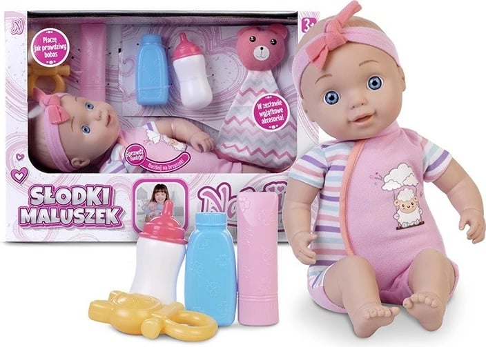 Kukull lodër Natalia Sweet Little One 33 cm me aksesorë, rozë