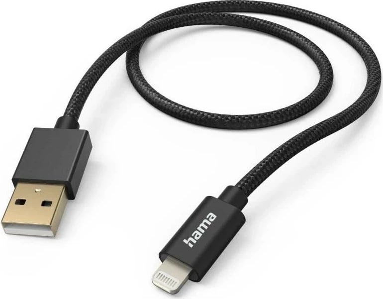 Kabëll Hama Fabric USB-A/Lightning, 1.5m, najlon, i zi