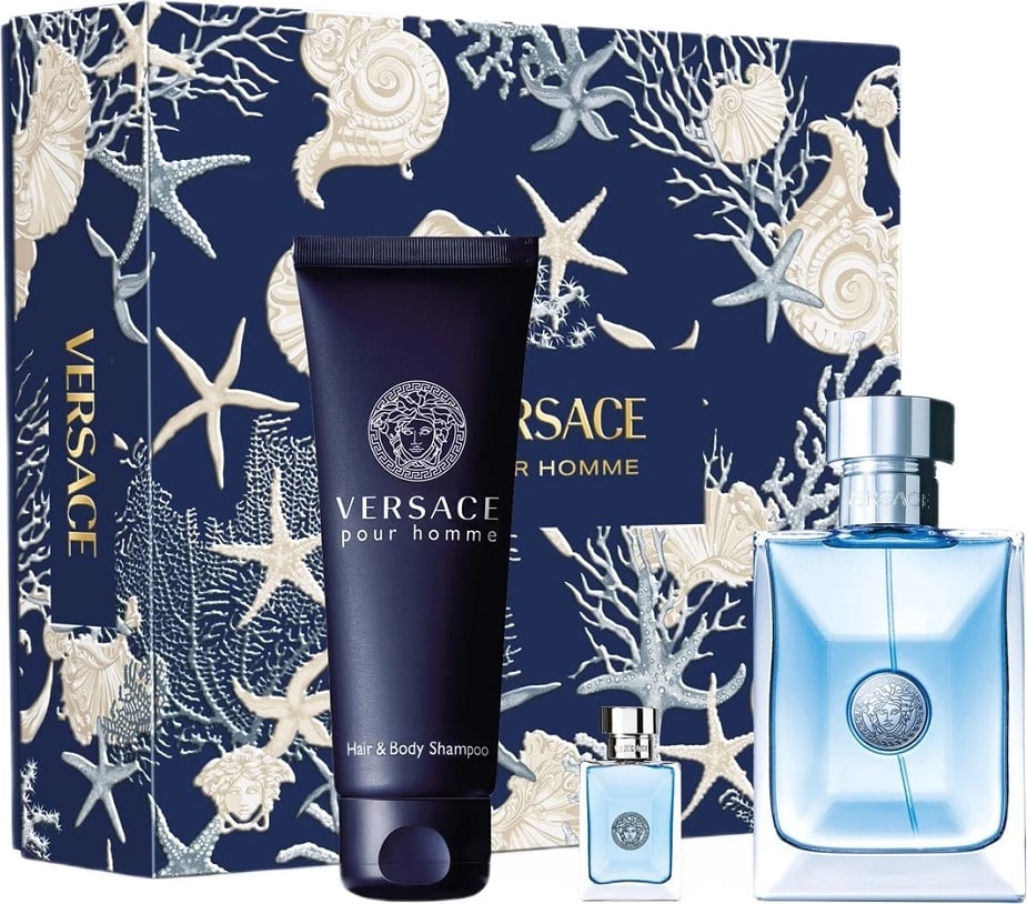Set Eau de Toilette për meshkuj Versace Pour Homme 100ml + 5ml + xhel dushi 150ml