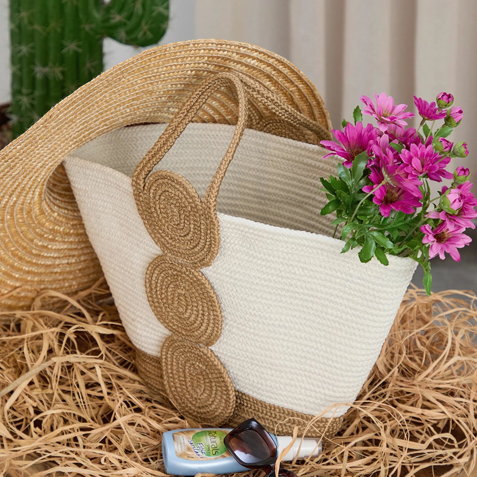 Çantë tote Zoozie Bags, Coco24031, ngjyrë kafe dhe e bardhë, 40x30cm