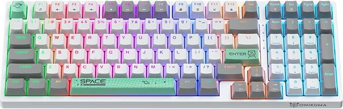Tastierë mekanike ONIKUMA G38, 98 taste, me kabllo, e bardhë, me ndriçim RGB