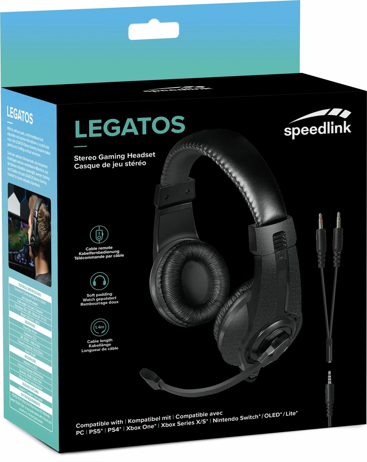 Kufje Speedlink LEGATOS, Wired, Gaming, 220 g, Zezë
