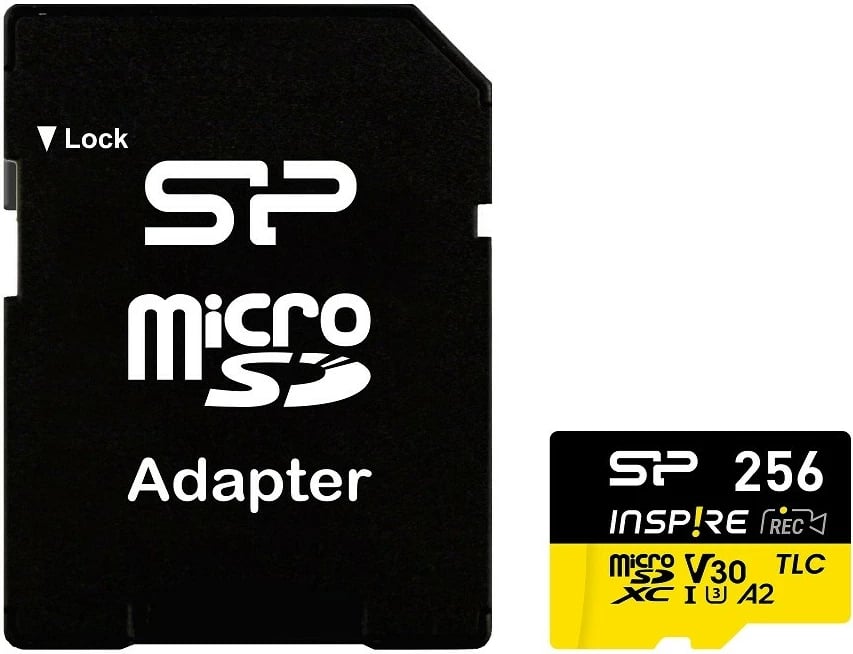 Kartelë memorie microSDXC Silicon Power Inspire 256GB, UHS-I U3 A2 V30 me adapter, e zezë