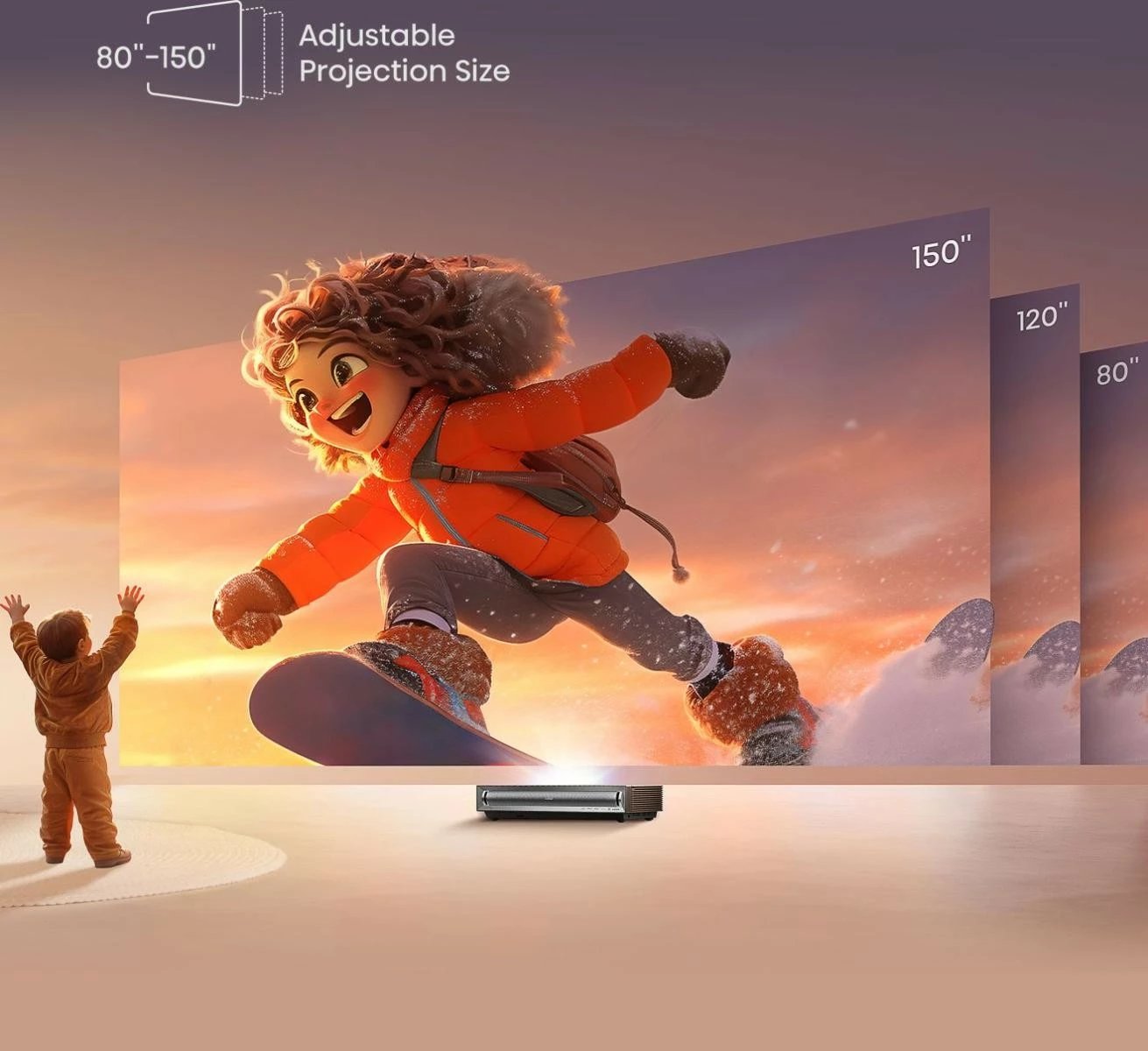 Projektor smart me lazer 4K, Hisense PX3, UST 80–150", 2800 ANSI lm, Dolby Vision/Atmos, Wi‑Fi/Bluetooth, gri