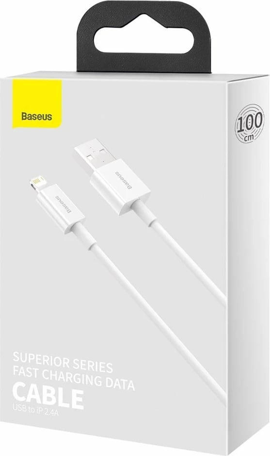 Kabllo Baseus Superior CALYS-A02, USB në Lightning, 1m, 2.4A, Bardhë