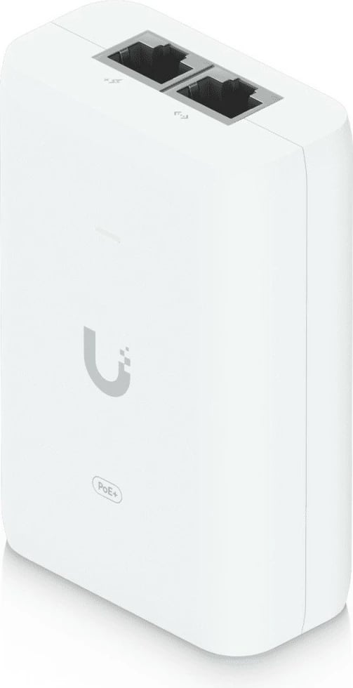 Adapter PoE+ UBIQUITI U-PoE+, 30W, 2x Gigabit LAN, i bardhë