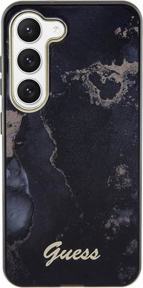 Mbështjellës Guess Golden Marble për Samsung Galaxy S23 S911, i fortë, i zi