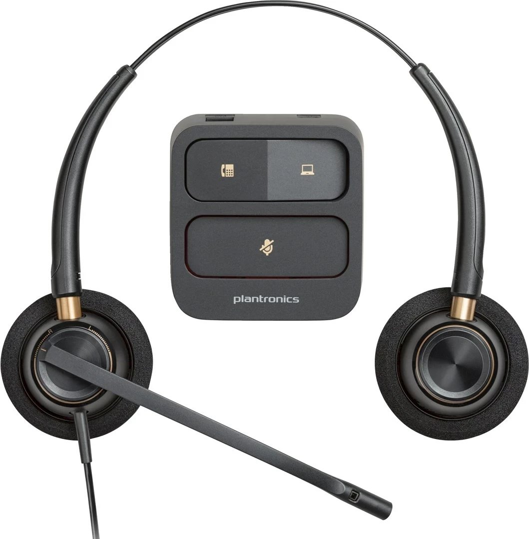 Kufje POLY EncorePro 520 me dy anë, me mikrofon boom, Quick Disconnect, e zezë