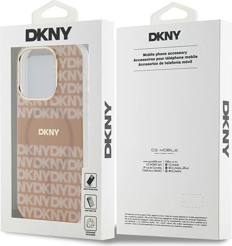Mbështjellës DKNY IML Mono & Stripe MagSafe për iPhone 14 Pro, rozë