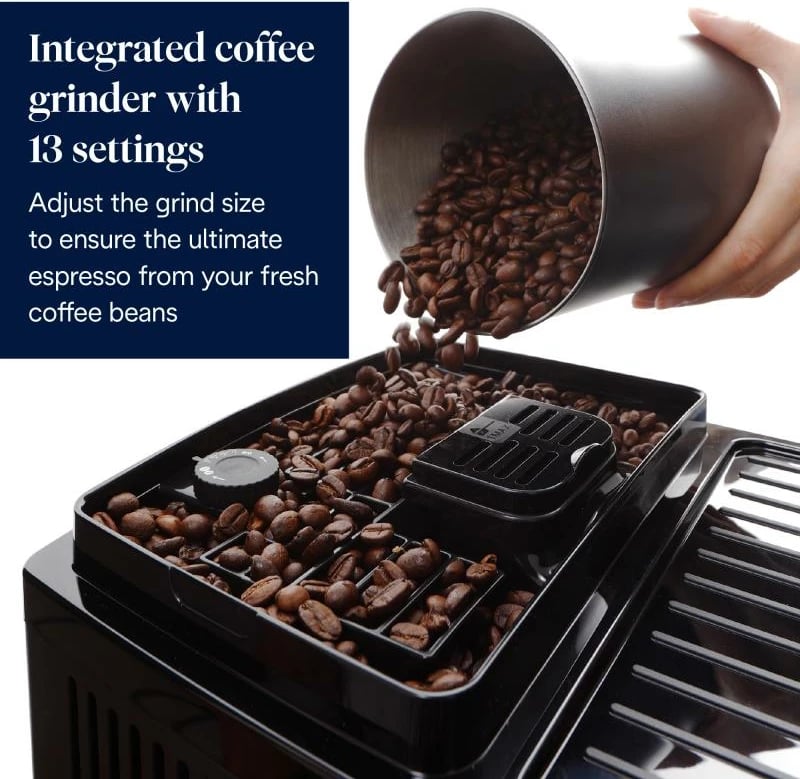 Makinë kafeje plotësisht automatike, De'Longhi Magnifica Start ECAM 220.60.B, 15 bar, depozitë uji 1.7–2.1 L, për kokrra kafeje, e zezë