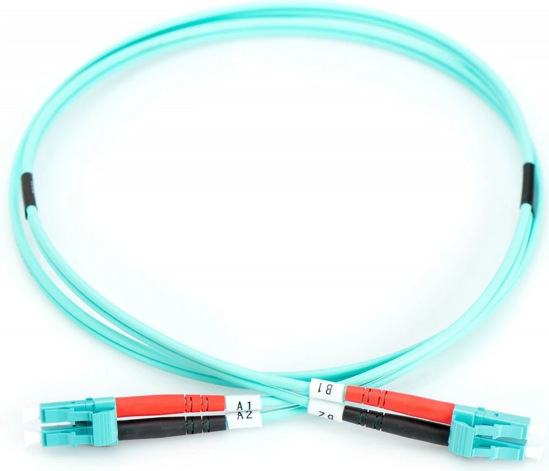 Kabllo optike Digitus DK-2533-01/3, patch cord LC/LC, duplex, OM3, 1m, turquoise