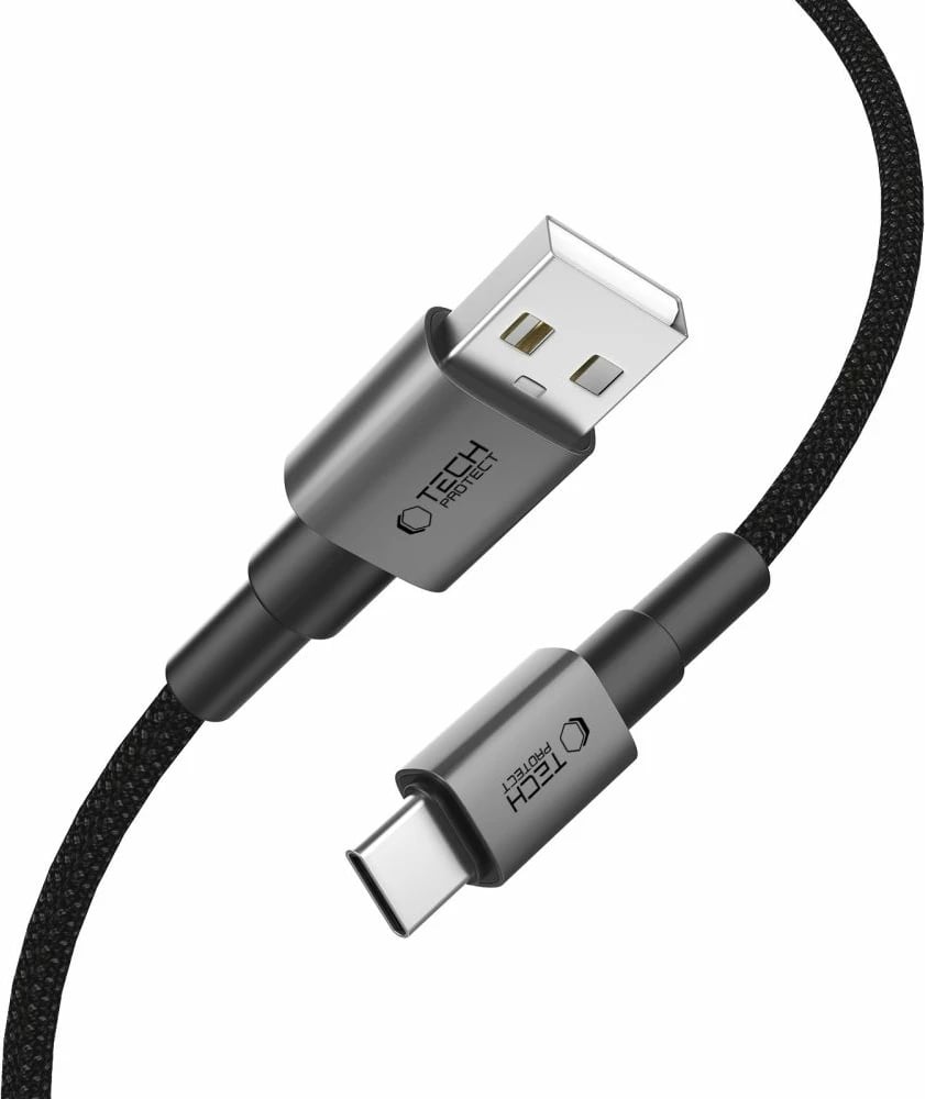 Kabllo USB-A në USB-C Tech-Protect UltraBoost DNA 100cm, Gri