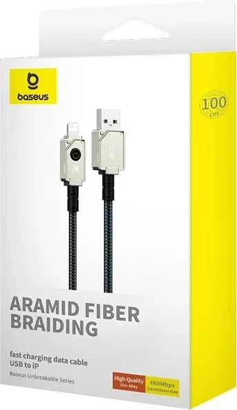 Kabllo USB Baseus Unbreakable, 1 m, 5V-2.4A, Bardhë