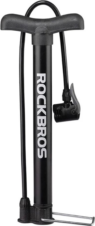 Pompë dyshemeje për biçikletë Rockbros A320, aliazh alumini, e zezë, me kokë të dyfishtë dhe aksesorë