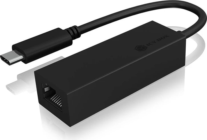 Adapter USB Type-C në Ethernet ICY BOX IB-LAN100-C3, 1000 Mbit/s, i zi