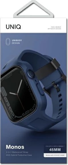 Rrip me mbështjellës UNIQ Monos për Apple Watch 44/45mm, Blu, Set 2-në-1