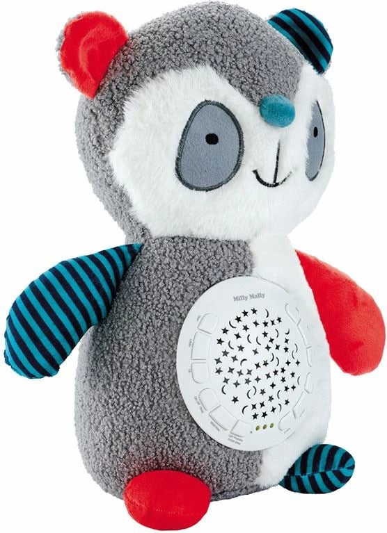 Lodër pellushi panda me projektor, MILLY MALLY, 10 ninulla, 5 zhurma të bardha, 7 drita, timer 30/60/90 min, 0m+, multingjyrës