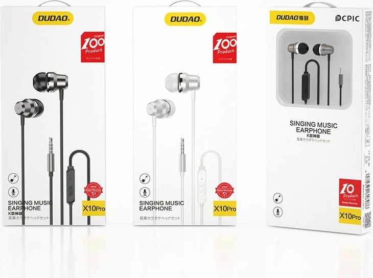 Kufje in-ear Dudao X10 Pro, me mikrofon dhe telekomandë, 1.2m, Argjend