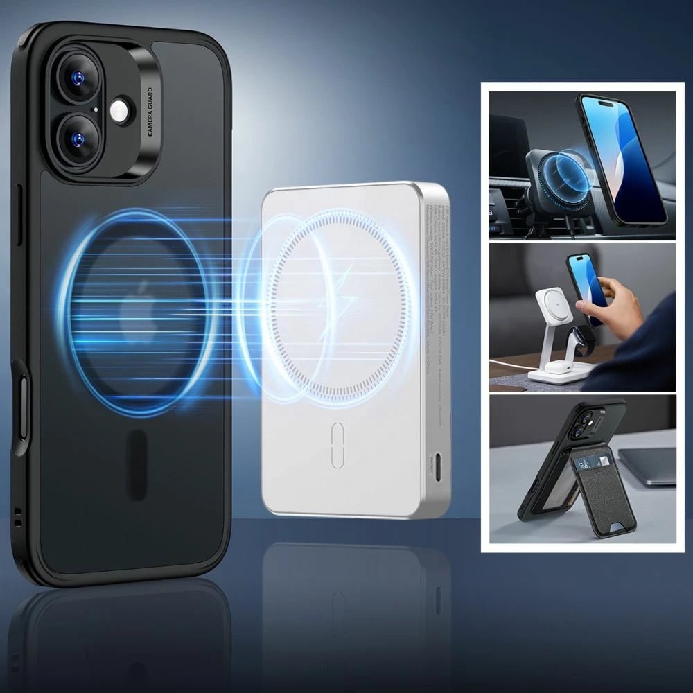 Mbështjellës ESR Classic Hybrid HaloLock me MagSafe dhe xham i temperuar për iPhone 15 Pro Max, Gjysmë-transparent, Set