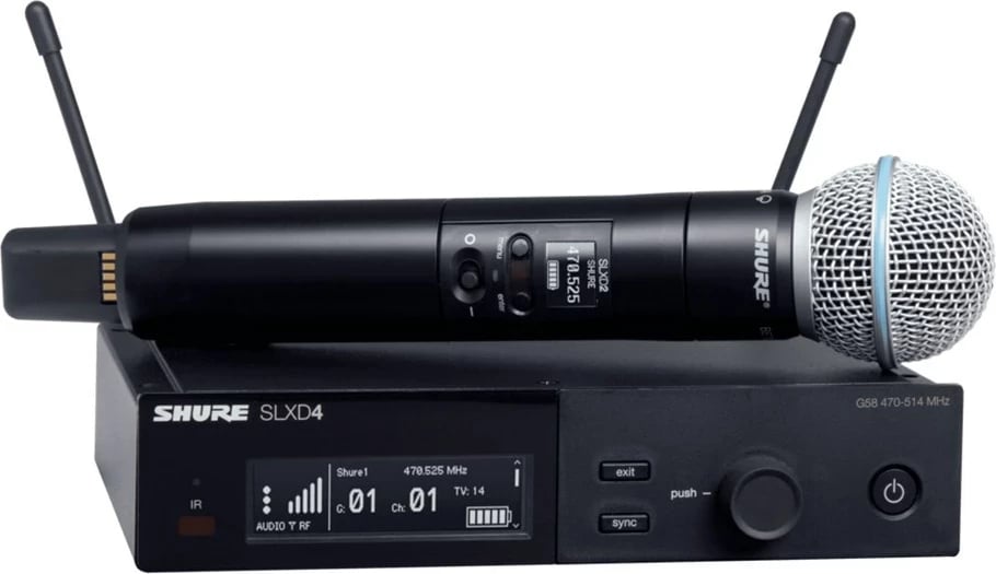 Mikrofon pa tela Shure SLXD24E/B58-J53, 2 mikrofona, 32 kanale