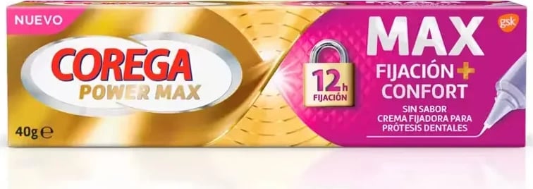 Krem fiksues për proteza Corega Max Hold + Comfort pa shije 40g