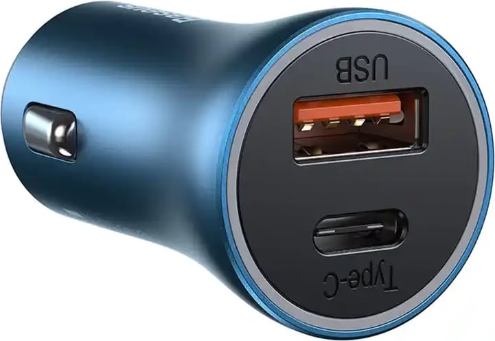 Karikues veture Baseus Golden Contactor Pro, 40W, USB + USB-C, me kabllo USB-C në Lightning 1m, Blu