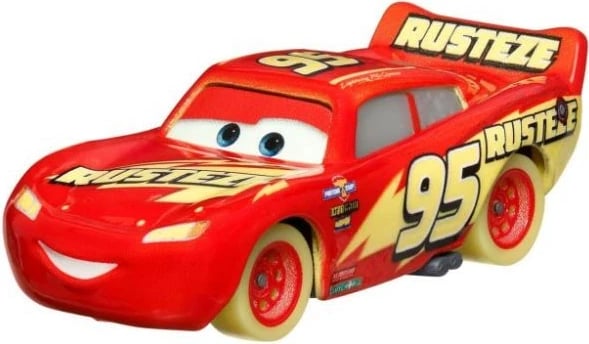 Lodër veturë metalike Mattel Cars Glow Racers Lightning McQueen, 1:55, Kuqe/Verdhë