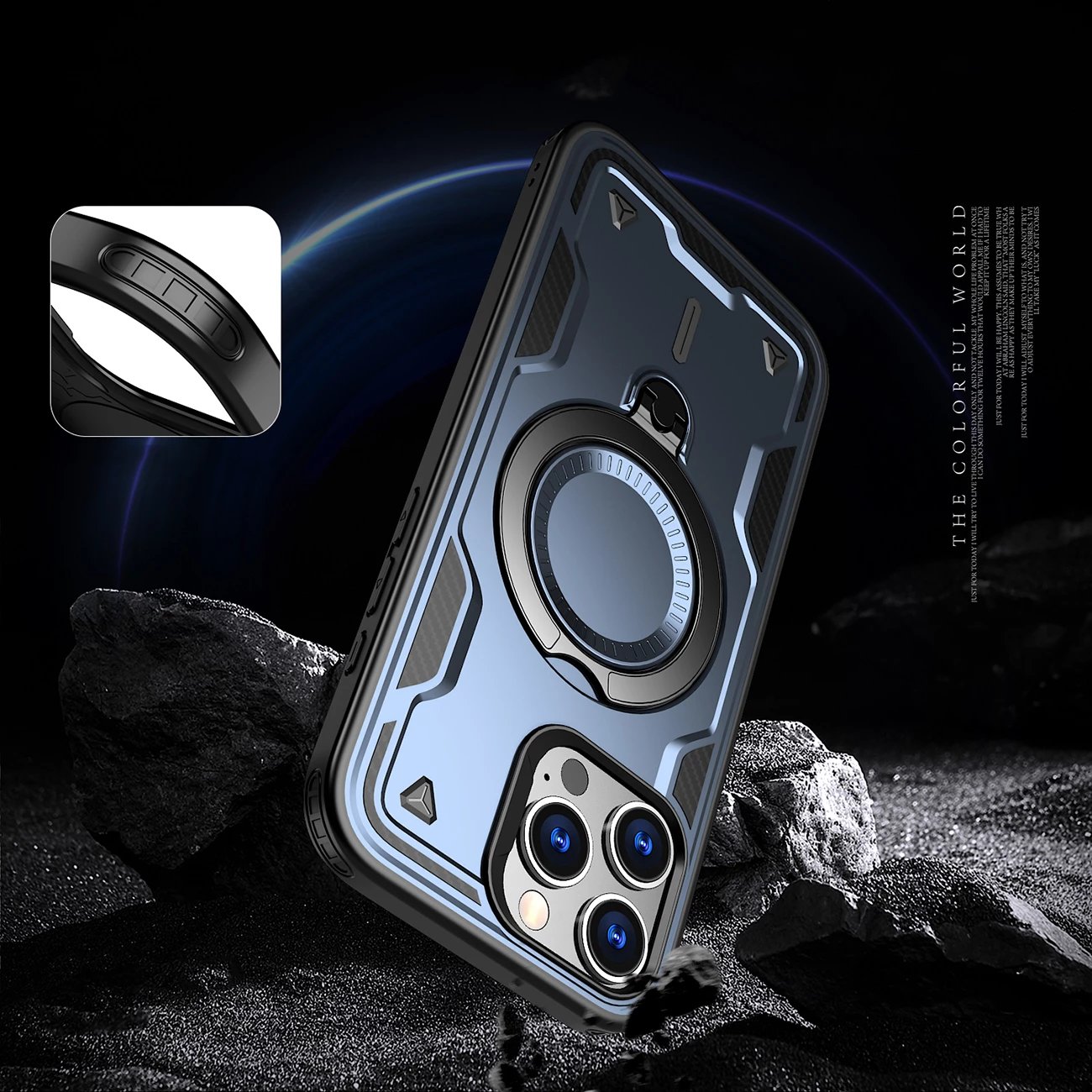 Mbështjellës Hurtel Hybrid Armor Trendy me MagSafe për iPhone 16 Pro, Blu