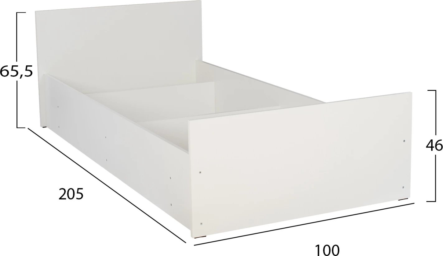 Krevat melamine për dyshek 90x200 cm, i bardhë, FH2433.03